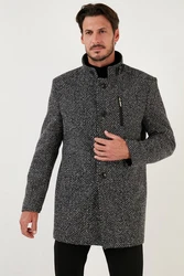 Buratti Wintermantel Slim Fit Grau/Dunkelgrau/Dunkelrot/Schwarz