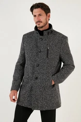 Buratti Wintermantel Slim Fit Grau/Dunkelgrau/Dunkelrot/Schwarz