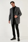 Buratti Wintermantel Slim Fit Grau/Dunkelgrau/Dunkelrot/Schwarz