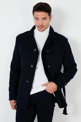 Buratti Wintermantel Slim Fit Dunkelblau/Hellblau