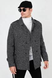 Buratti Wintermantel Slim Fit Dunkelgrau/Schwarz/Grau/Dunkelrot