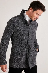 Buratti Wintermantel Slim Fit Dunkelgrau/Schwarz/Grau/Dunkelrot