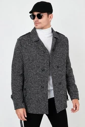 Buratti Wintermantel Slim Fit Dunkelgrau/Schwarz/Grau/Dunkelrot