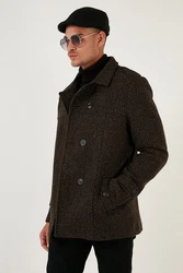 Buratti Wintermantel Slim Fit Dunkelgrün/Braun/Dunkelbraun/Khaki
