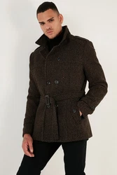 Buratti Wintermantel Slim Fit Dunkelgrün/Braun/Dunkelbraun/Khaki
