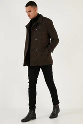 Buratti Wintermantel Slim Fit Dunkelgrün/Braun/Dunkelbraun/Khaki