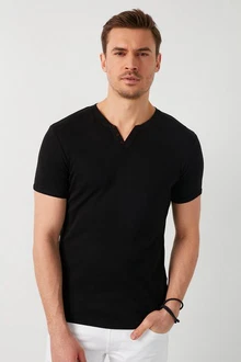 Buratti T-Shirt Regular Fit Schwarz/Braun