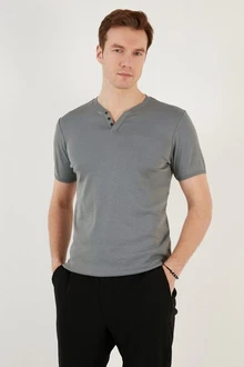 Buratti T-Shirt Regular Fit Grau/Hellgrau