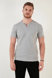 Buratti T-Shirt Regular Fit Grau/Hellgrau