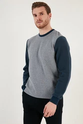 Buratti Sweatshirt Regular Fit Grau/Dunkelblau/Hellblau
