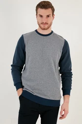 Buratti Sweatshirt Regular Fit Grau/Dunkelblau/Hellblau