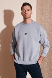 Buratti Sweatshirt Regular Fit Hellgrau/Grau/Schwarz/Hellblau