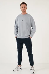 Buratti Sweatshirt Regular Fit Hellgrau/Grau/Schwarz/Hellblau