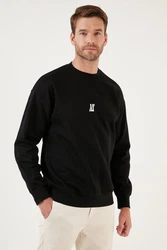 Buratti Sweatshirt Regular Fit Schwarz/Rot/Hellblau