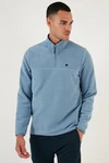 Buratti Fleecepullover Slim Fit Hellblau/Blau/Grau Buratti Fleecepullover Slim Fit Hellblau/Blau/Grau