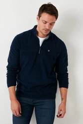Buratti Fleecepullover Slim Fit Blau/Hellblau/Dunkelblau