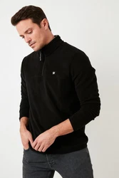 Buratti Fleecepullover Slim Fit Schwarz/Rot