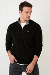 Buratti Fleecepullover Slim Fit Schwarz/Rot Buratti Fleecepullover Slim Fit Schwarz/Rot