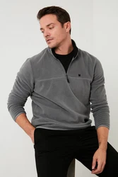 Buratti Fleecepullover Slim Fit Hellgrau/Grau/Dunkelgrau