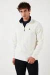 Buratti Fleecepullover Slim Fit Weiß/Creme/Dunkelblau Buratti Fleecepullover Slim Fit Weiß/Creme/Dunkelblau