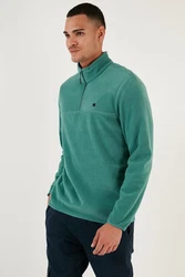 Buratti Fleecepullover Slim Fit Dunkelgrün/Türkis/Grün