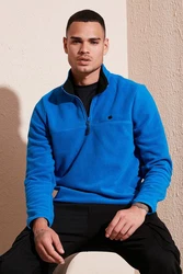 Buratti Fleecepullover Slim Fit Blau/Hellblau