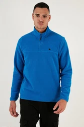 Buratti Fleecepullover Slim Fit Blau/Hellblau