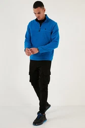 Buratti Fleecepullover Slim Fit Blau/Hellblau