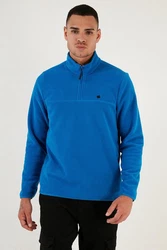 Buratti Fleecepullover Slim Fit Blau/Hellblau