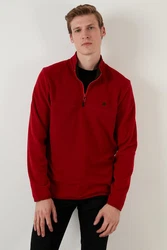 Buratti Fleecepullover Slim Fit Rot/Dunkelrot