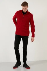 Buratti Fleecepullover Slim Fit Rot/Dunkelrot