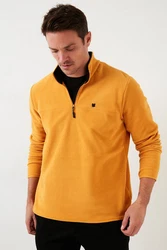 Buratti Fleecepullover Slim Fit Gelb/Braun/Orange