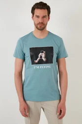 Buratti Print-Shirt Slim Fit Türkis/Blau/Grau/Hellblau