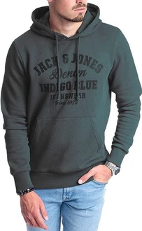 Jack & Jones Kapuzensweatshirt Logodruck Dunkelgrün/Grün