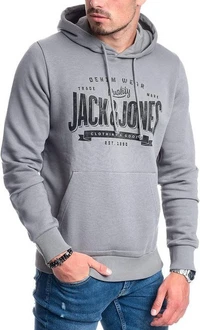 Jack & Jones Kapuzensweatshirt Logodruck Grau/Dunkelgrau/Khaki