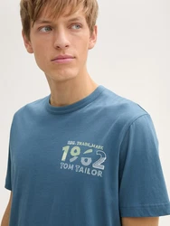 TOM TAILOR T-Shirt mit Print Blau/Türkis/Hellblau