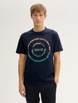 TOM TAILOR T-Shirt mit Print Dunkelblau/Blau