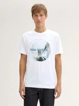 TOM TAILOR T-Shirt mit Foto-Print Weiß/Creme/Hellblau/Gelb