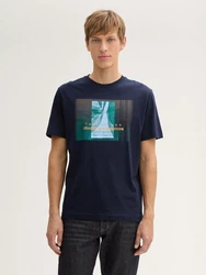 TOM TAILOR T-Shirt mit Foto-Print Dunkelblau/Hellblau/Blau