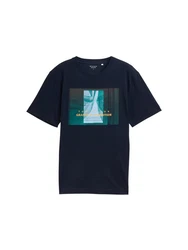 TOM TAILOR T-Shirt mit Foto-Print Dunkelblau/Hellblau/Blau