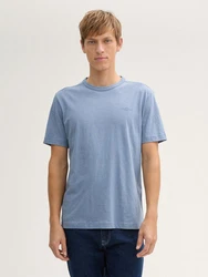 TOM TAILOR T-Shirt mit Logo Stickerei Grau/Blau/Hellblau