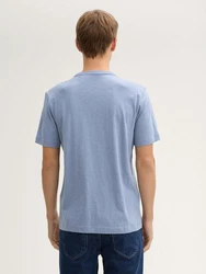 TOM TAILOR T-Shirt mit Logo Stickerei Grau/Blau/Hellblau