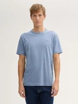 TOM TAILOR T-Shirt mit Logo Stickerei Grau/Blau/Hellblau