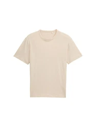 TOM TAILOR T-Shirt mit Logo Stickerei Khaki/Beige/Weiß/Creme