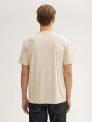 TOM TAILOR T-Shirt mit Logo Stickerei Khaki/Beige/Weiß/Creme
