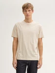 TOM TAILOR T-Shirt mit Logo Stickerei Khaki/Beige/Weiß/Creme