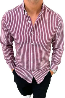 OSSY HOMER Streifenhemd Herrenhemd Slim Fit Dunkelrot/Bordeaux/Rot/Rosa OSSY HOMER Streifenhemd Herrenhemd Slim Fit Dunkelrot/Bordeaux/Rot/Rosa