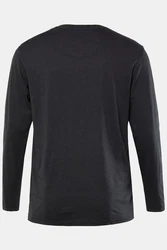 JP1880 T-Shirt Henley Langarm Dunkelgrau/Schwarz