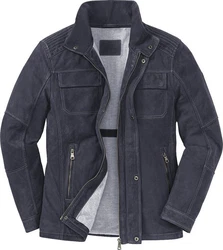Ross & Cole Lederjacke Dunkelblau/Blau/Hellblau