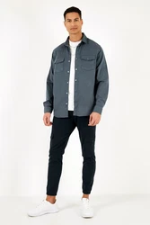 Buratti Langarmhemd Regular Fit Blau/Hellgrau/Grau/Hellblau/Dunkelgrün